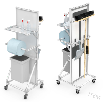 Lightweight and compact cleaning carts that follow the 5S principle