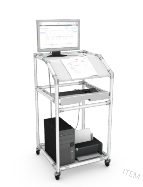 Mobile standing workstation with calculator